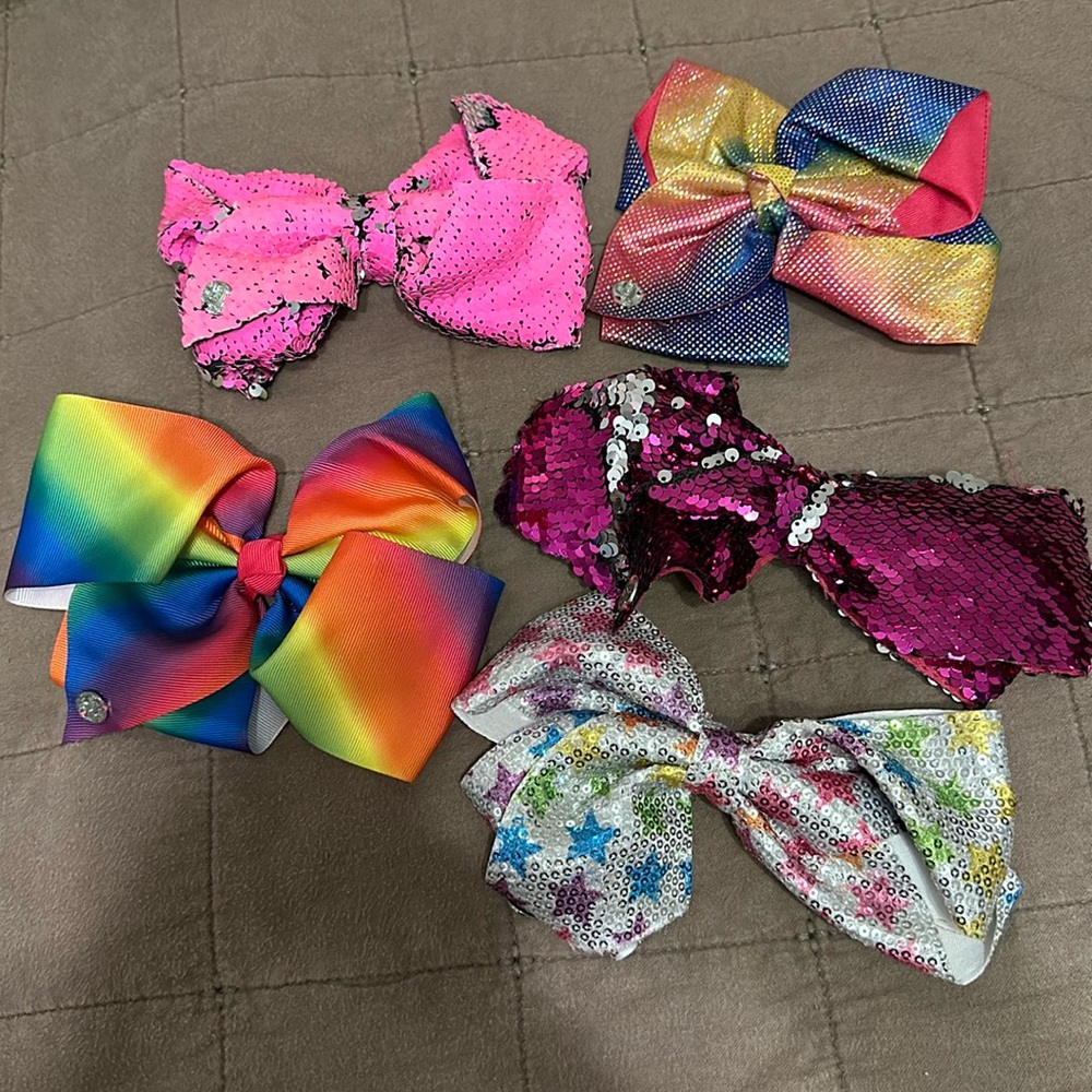 JoJo Siwa Pink and Rainbow Sequin Hair Bows